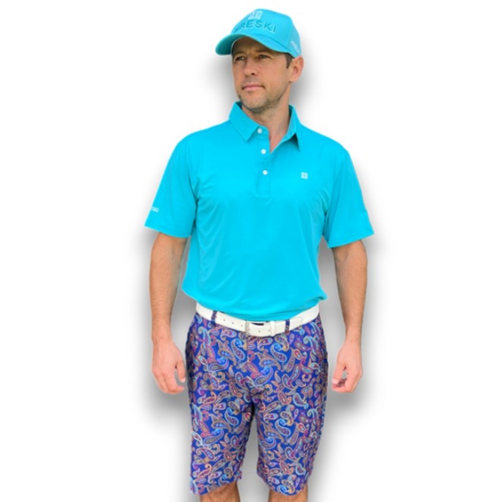 NWT Bright Blue Hand-drawn Paisley Golf Shorts – Hreski 170 Sz XL‎ 38" Waist